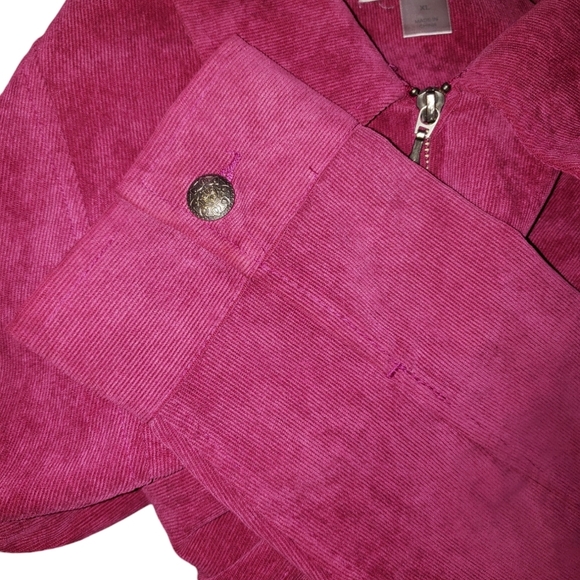 Christopher & Banks Corduroy Jacket womens XL Medium fuchsia zip pockets stretch - Picture 4 of 8